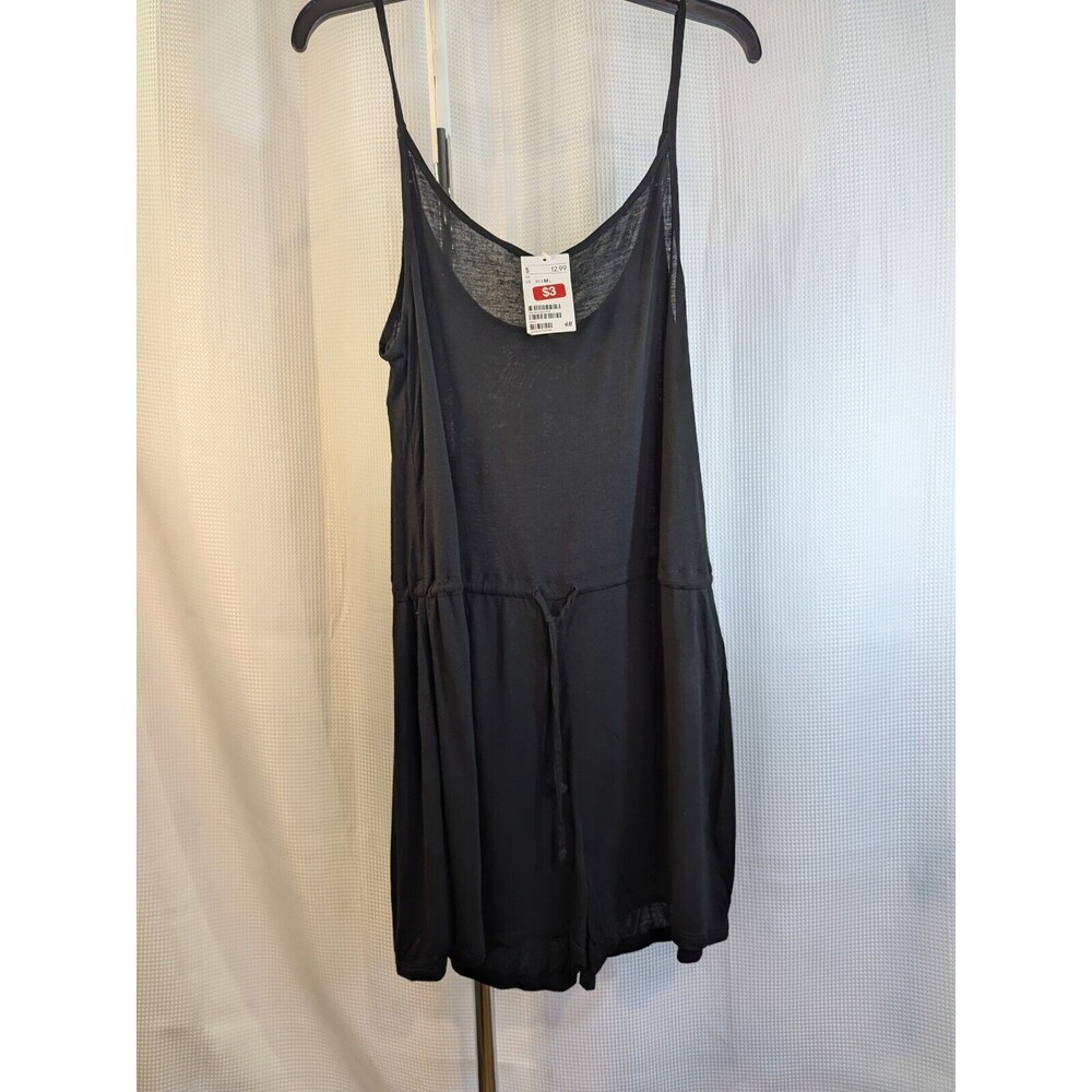 H&M Women's Romper Shorts Adjustable Spaghetti Straps Black Playsuit M (H05)